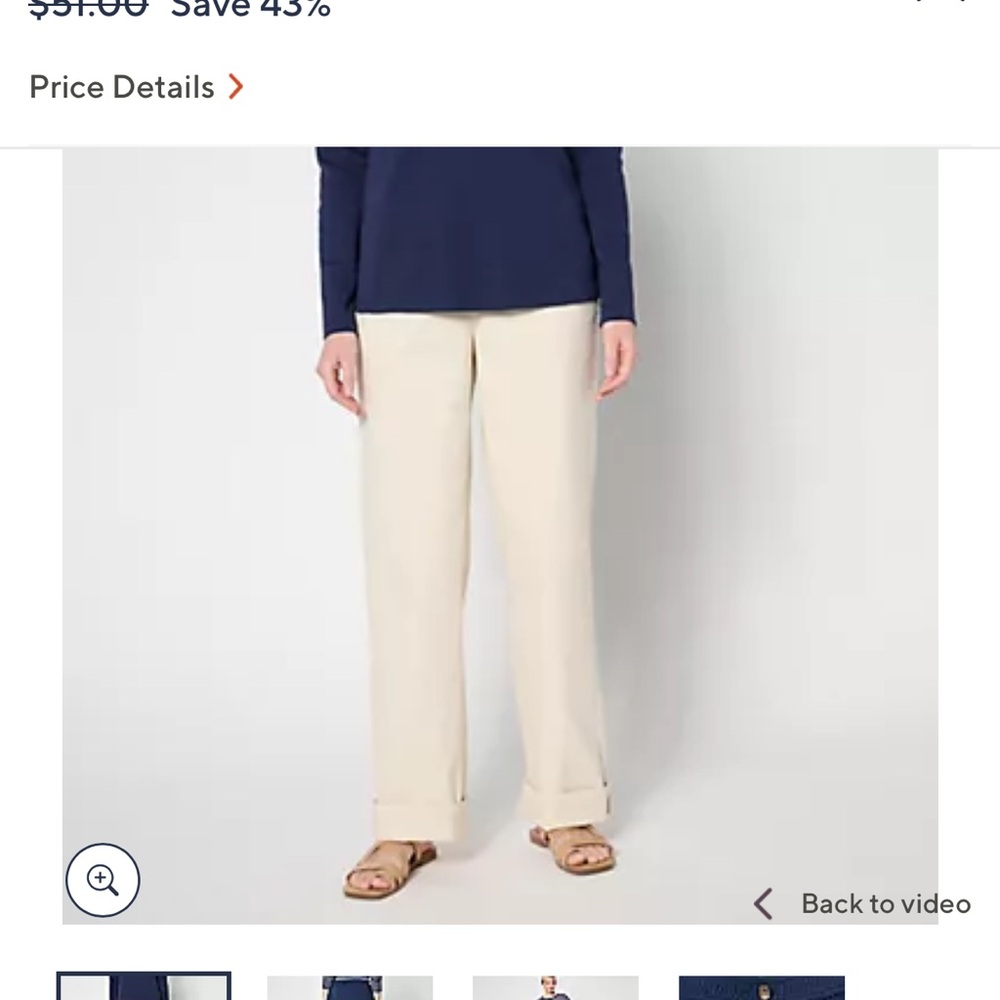 Denim & Co Women's Cream Pants, cotton with 2% Spandex! Super comfortable! SP